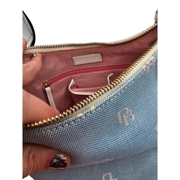 Vintage Y2K Dooney & Bourke Signature Monogram Bucket Handbag Powder Blue - Picture 5 of 6